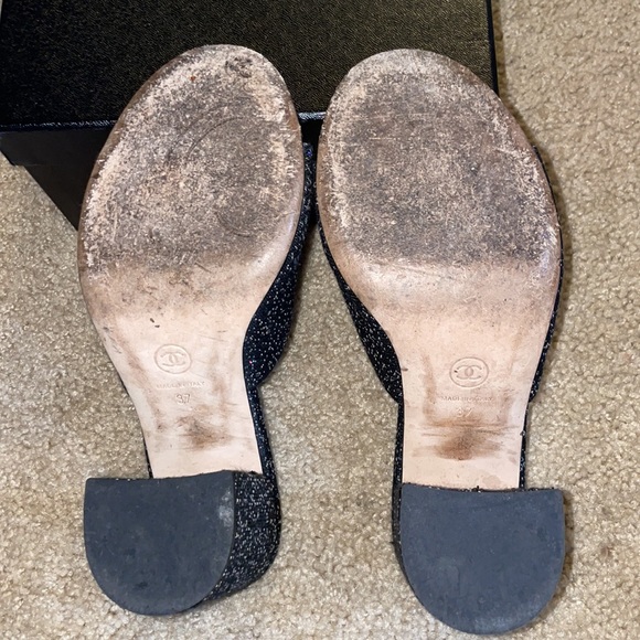 🖤✨ Black CHANEL Sequin mule Sandals size 37 - Picture 6 of 6